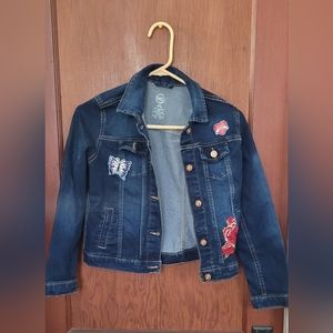 Girls Denim Jacket floral design. Size 10